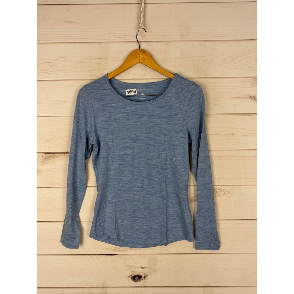 Segments Top Womens S Blue Merino Wool Long Sleeve Crew Neck Base Layer